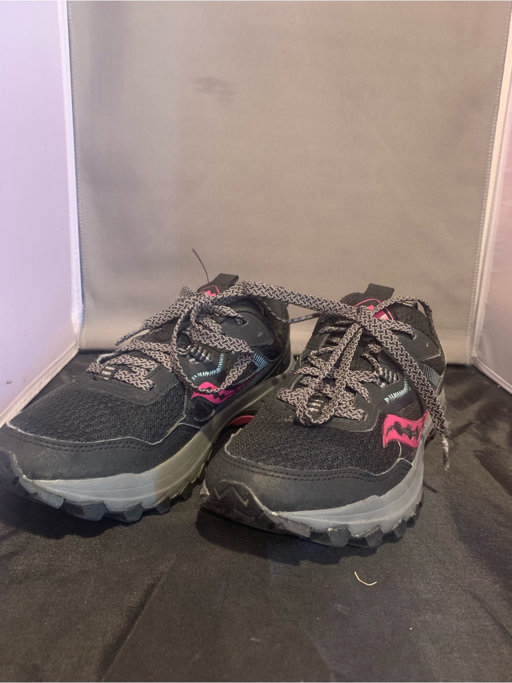 Women’s  Saucony Excursion TR16 Trail Running Shoe in Black and Fuchsia